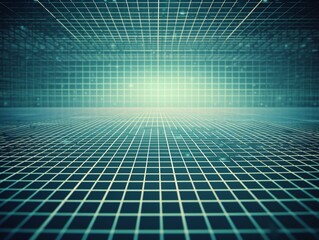 Perspective grid abstract retro background