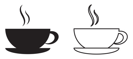 Coffee cup icon set. Cups of coffee tea collection. Hot drink icon. Disposable cup. Cup coffee with steam. Flat style - stock vector.