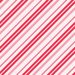 Christmas red diagonal stripes seamless pattern. Candy cane striped background.