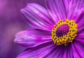 Close-Up Macro Photography of Purple Cosmos Flower