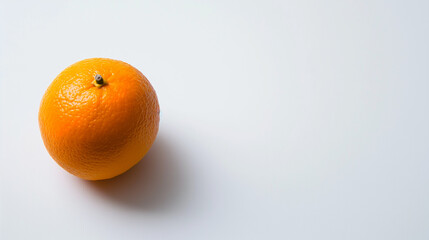 Whole Orange on White Background with Copy Space, Minimalist Presentation