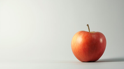 Whole Apple on White Background with Copy Space, Minimalist Presentation