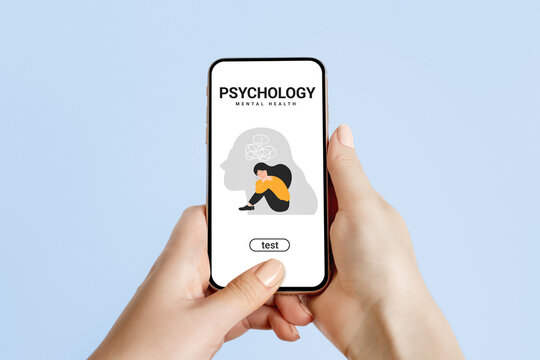psychology app on phone, mental health clip art preview