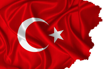 Obraz premium Turkish flag with torn edges on silk texture