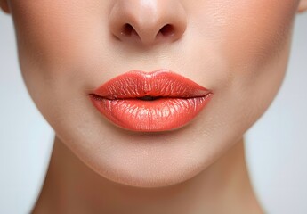Obraz premium Close-up of Woman's Mouth on White Background