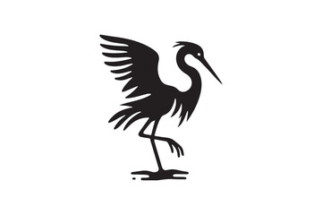 Egret Silhouette Vector Illustration with white background