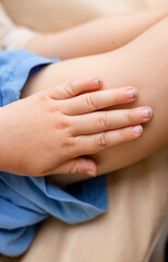 Dirt under the nails of a child. Dirty long nails have germs make sick. Hygiene children's hands