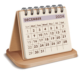 Illustration vector of December 2024 WOODEN and cardboard Calendar