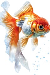 Fototapeta premium A beautiful goldfish with big eyes and long fins