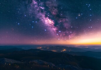 Fototapeta premium Milky Way Galaxy Over Mountain Range
