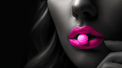 beautiful woman with lips and makeup