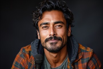 Fototapeta premium Indian Comedian Performing Stand-Up Comedy on Stage