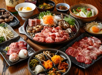 Obraz premium A table full of delicious Japanese food