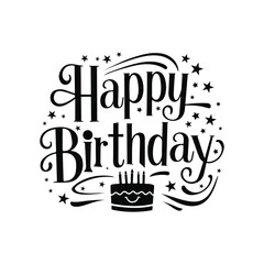  Happy Birthday lettering typography Vector illustration