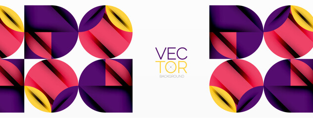 Circle, square and flower petal geometric background. Round shapes composition for wallpaper, banner, background or landing