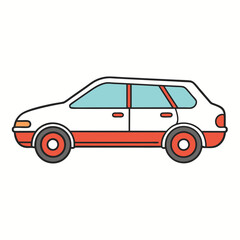 Fototapeta premium A colorful passenger car with a simple contour design
