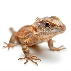 Obraz premium Brown Lizard on White Background