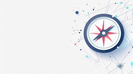 A minimalist compass icon with clear lines on a white background. This simple and symbolic image is ideal for navigation apps and travel services. Generative AI