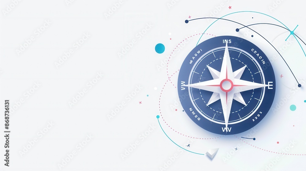 Poster a simple compass illustration with clear lines, ideal for navigation apps and travel services. gener