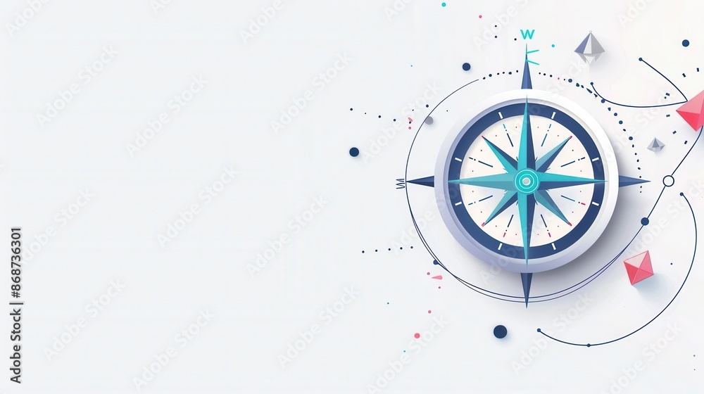 Aufkleber a clean, minimalist illustration of a compass with a white background. perfect for navigation apps a