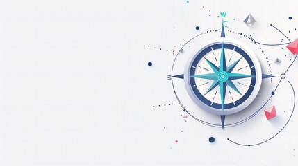 A clean, minimalist illustration of a compass with a white background. Perfect for navigation apps and travel services. Generative AI
