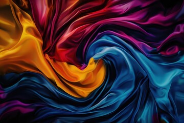 Obraz premium Vibrant abstract art with swirling colors of red, blue, and yellow creating a dynamic and fluid visual experience.