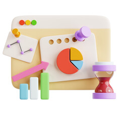 PNG 3D Statistics Report icon isolated on a white background