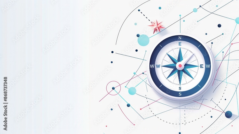 Poster a simple compass illustration with clear lines, perfect for navigation apps and travel services. gen
