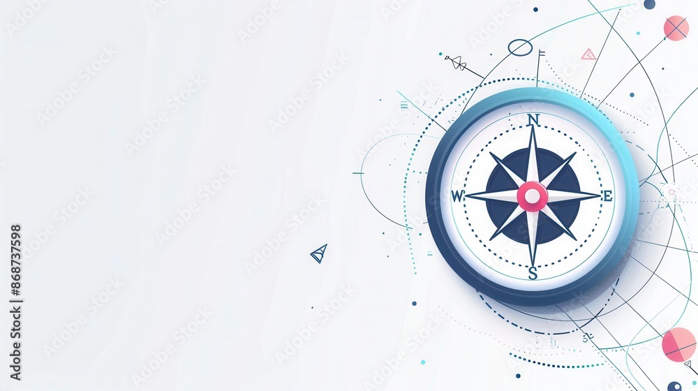 Poster a simple illustration of a compass with clear lines, perfect for navigation apps and travel services