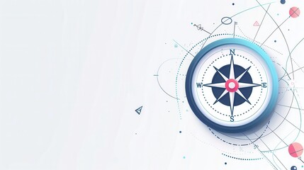 A simple illustration of a compass with clear lines, perfect for navigation apps and travel services. The background is white, providing a clean and uncluttered look. Generative AI