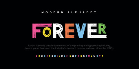 Forever Modern minimal abstract alphabet fonts. Typography technology, electronic, movie, digital, music, future, logo creative font. vector illustration