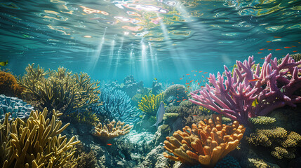 Enchanting Underwater Symphony: Vibrant Coral Reef Teeming with Life