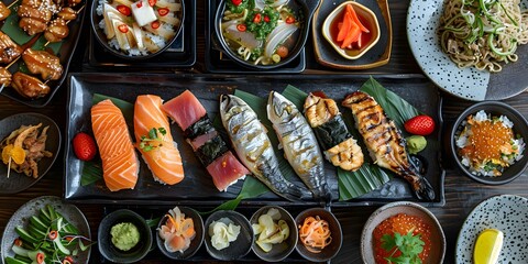 Japanese Food Variety on Table