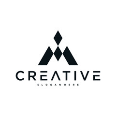 Creative abstract initial letter A logo design. Preamium Vector