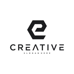 Creative abstract initial letter E logo design. Preamium Vector