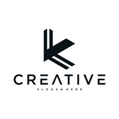 Creative abstract initial letter K logo design. Preamium Vector