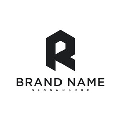 Creative abstract initial letter R logo design. Preamium Vector