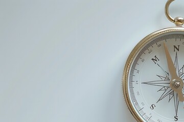A classic compass with a clean design on a white background, ideal for navigation and travel-related visuals. Generative AI