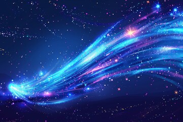 Obraz premium Spectacular comet with a colorful tail shining brightly in the enchanting night sky