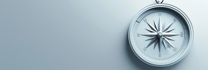 A white compass on a white background, featuring a clear compass rose and cardinal directions. Generative AI