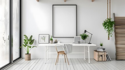 Functional and Ergonomic Minimalist Teen Workspace with Clean Interior Design and 3D Render