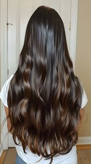 Fototapeta premium Long Brown Wavy Hair on Woman