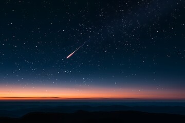 A stylized version of a minimalist shooting star trail