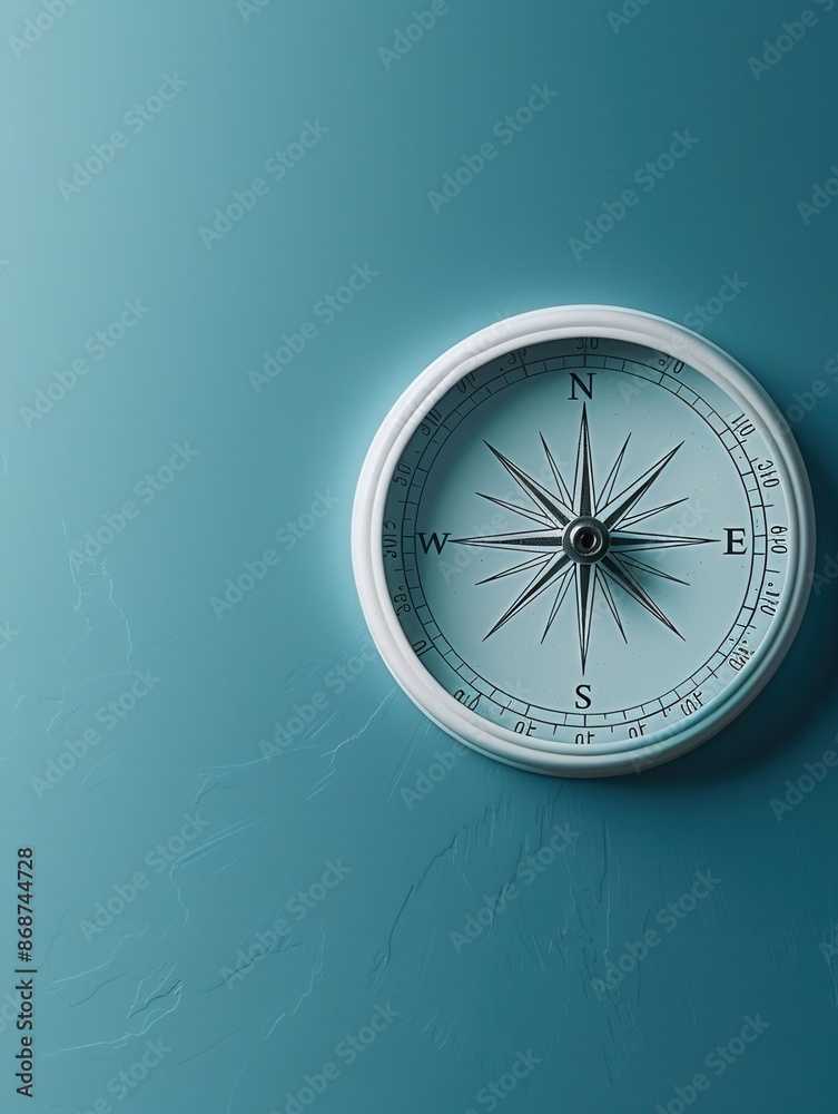 Aufkleber a classic compass with clear lines and a teal background, ideal for navigation apps and travel servi