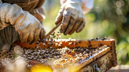 a beekeeper who takes care of bees.