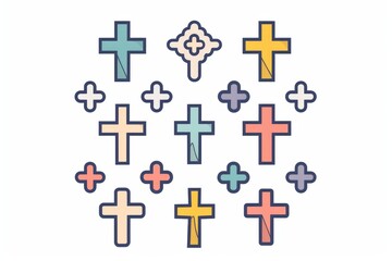 Obraz premium Cross icon, christianity religion symbol, christian sign, cross shape, church emblem, catholicism symbol