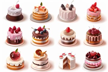 Cakes icon set, desserts, cupcakes symbols, sweets sign, bakery design elements, bakery pastry, biscuits