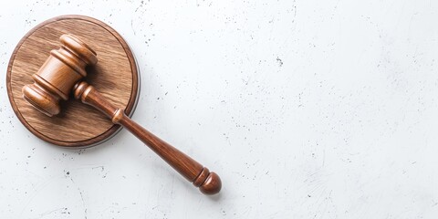 gavel on marble background