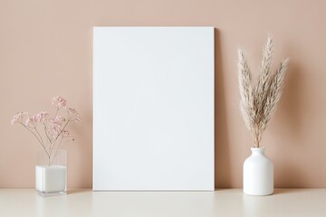 white canvas with flowers and plants