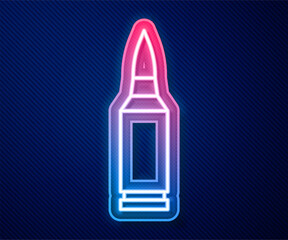 Glowing neon line Bullet icon isolated on blue background. Vector